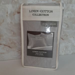 LEVTEX Sasha Linen Blend Quilted Euro Sham Light Gray